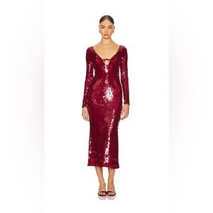 BARDOT Verona Sequin Maxi Dress in Burgundy Size XS NWT